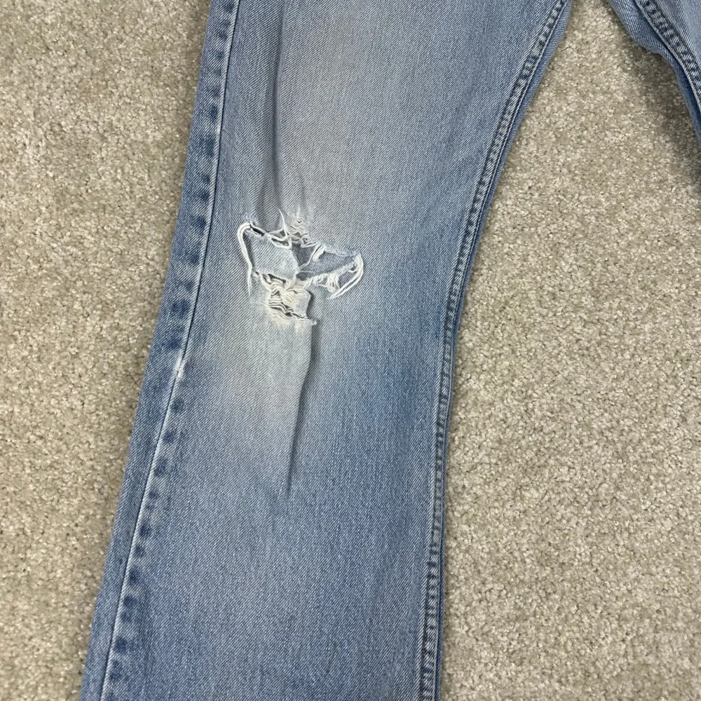 Levis 505 Straight Fit Jeans 31x32 Light Wash Distressed Cotton Denim VTG 90s